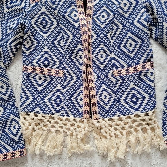 Tularosa Santa Fe Fringe Jacket in Diamondback Blue Cream Size XS - Picture 6 of 14